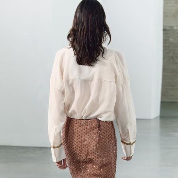 ZARA LONG SEQUIN SHIRT ZW COLLECTION - Picture 7 of 13